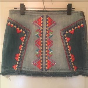 Free people embroidered mini skirt